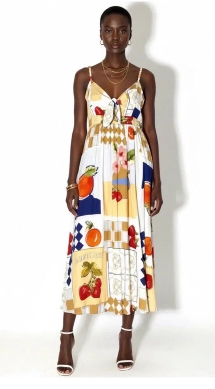 Caroline Constas Champ de Fraises linen-blend midi dress